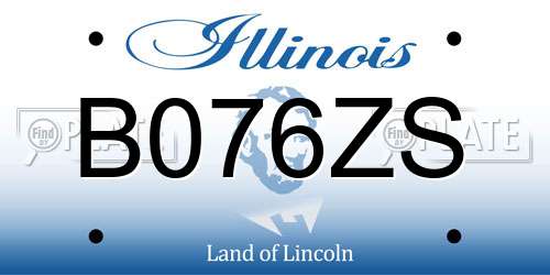 B076ZS Illinois License Plate