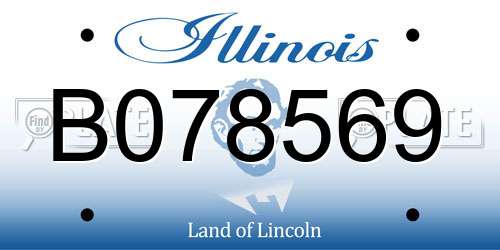 B078569 Illinois License Plate