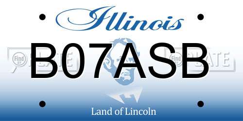 B07ASB Illinois License Plate