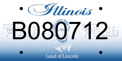 B080712 Illinois License Plate