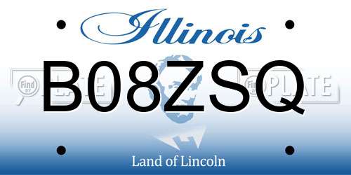 B08ZSQ Illinois License Plate
