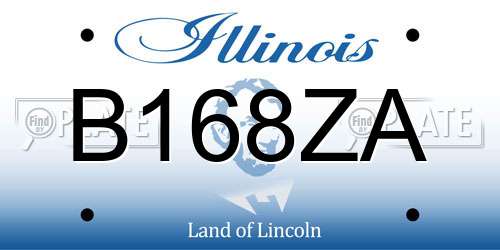 B168ZA Illinois License Plate