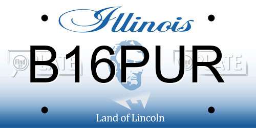 B16PUR Illinois License Plate