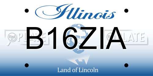 B16ZIA Illinois License Plate