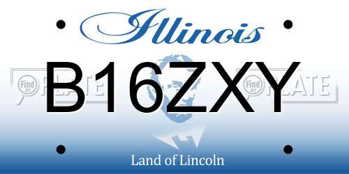 B16ZXY Illinois License Plate