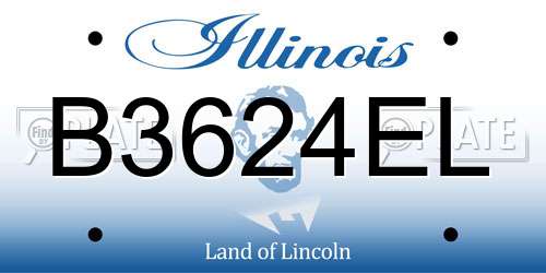 B3624EL Illinois License Plate