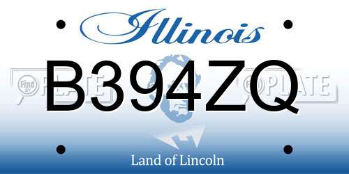 B394ZQ Illinois License Plate