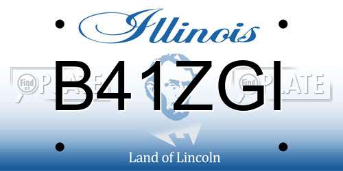 B41ZGI Illinois License Plate