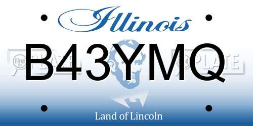 B43YMQ Illinois License Plate