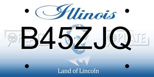B45ZJQ Illinois License Plate