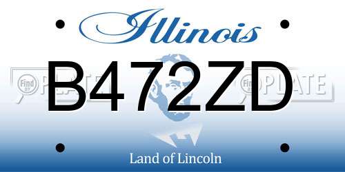 B472ZD Illinois License Plate
