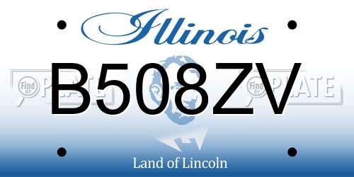B508ZV Illinois License Plate