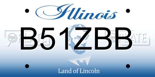 B51ZBB Illinois License Plate