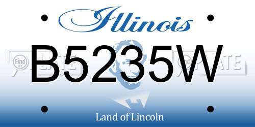 B5235W Illinois License Plate