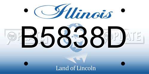 B5838D Illinois License Plate