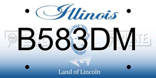B583DM Illinois License Plate