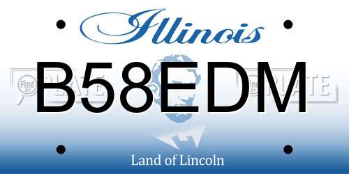 B58EDM Illinois License Plate