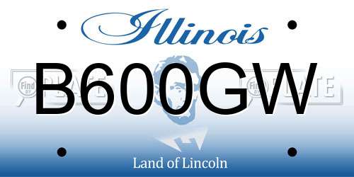 B600GW Illinois License Plate