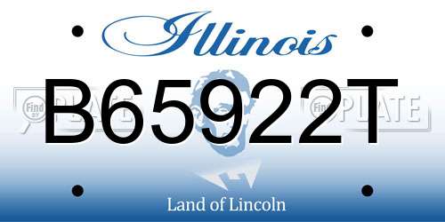 B65922T Illinois License Plate