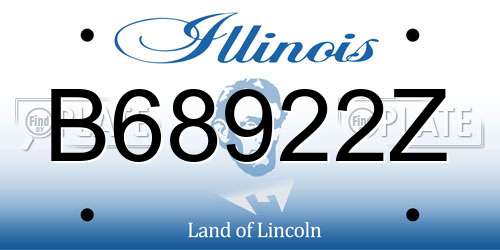 B68922Z Illinois License Plate