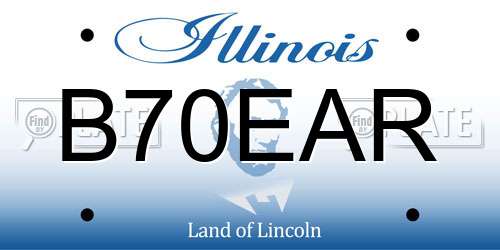 B70EAR Illinois License Plate