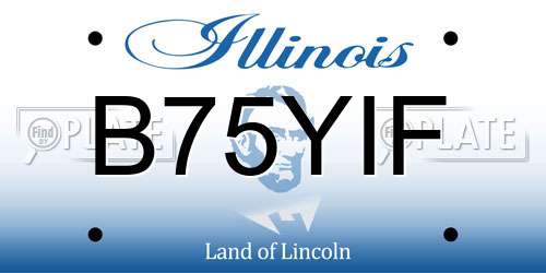 B75YIF Illinois License Plate