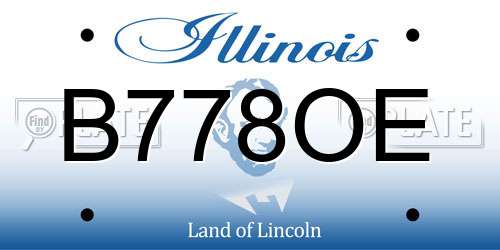 B778OE Illinois License Plate