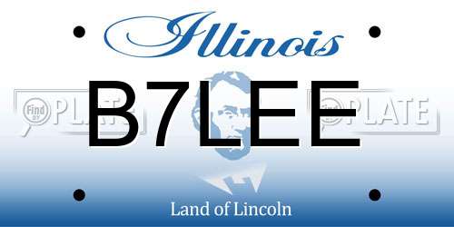 B7LEE Illinois License Plate