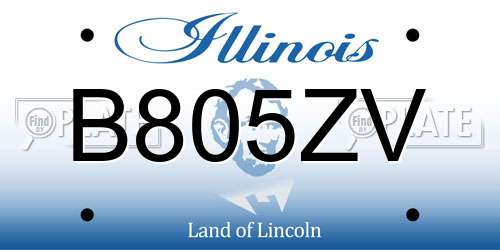 B805ZV Illinois License Plate