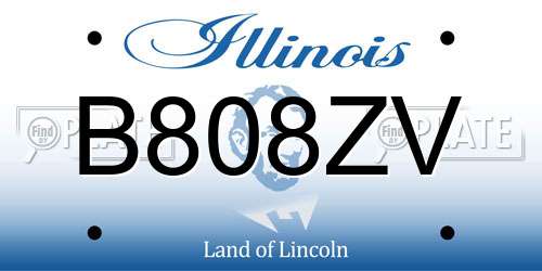 B808ZV Illinois License Plate
