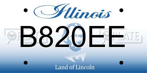B820EE Illinois License Plate