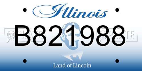 B821988 Illinois License Plate