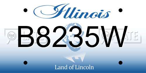 B8235W Illinois License Plate