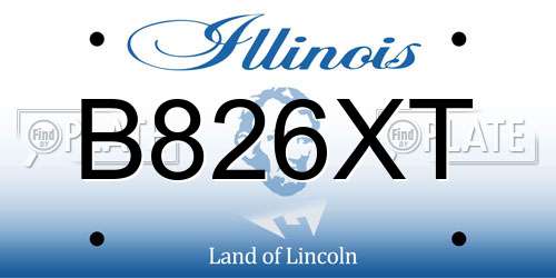 B826XT Illinois License Plate