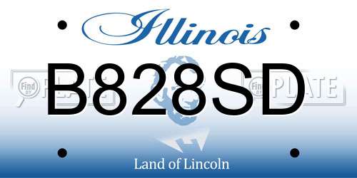 B828SD Illinois License Plate