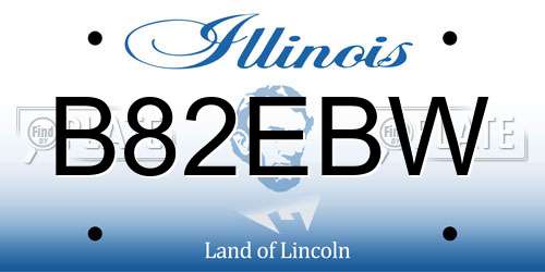 B82EBW Illinois License Plate