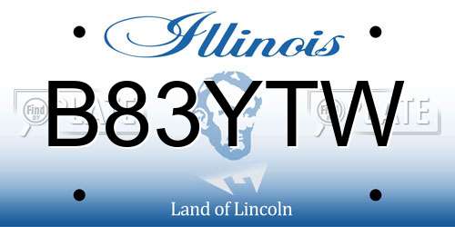 B83YTW Illinois License Plate
