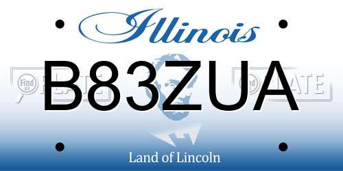 B83ZUA Illinois License Plate