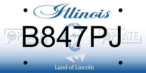 B847PJ Illinois License Plate