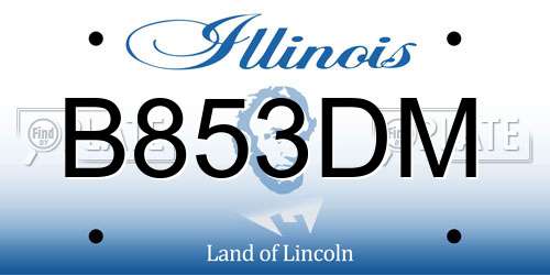 B853DM Illinois License Plate
