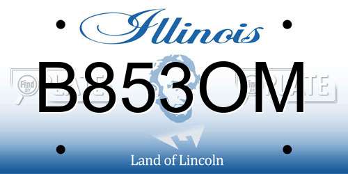B853OM Illinois License Plate