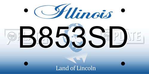 B853SD Illinois License Plate