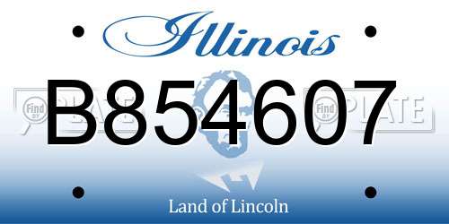 B854607 Illinois License Plate