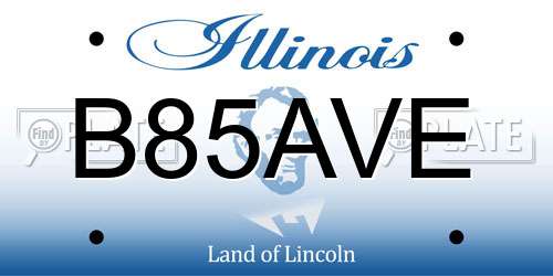 B85AVE Illinois License Plate