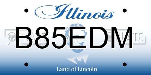 B85EDM Illinois License Plate