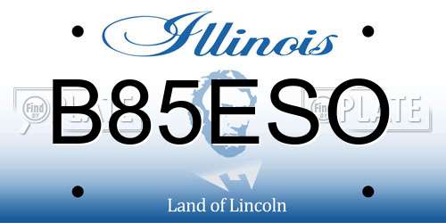 B85ESO Illinois License Plate