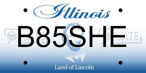 B85SHE Illinois License Plate