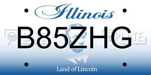 B85ZHG Illinois License Plate