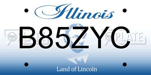 B85ZYC Illinois License Plate