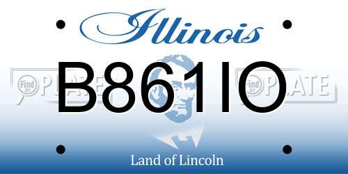 B861IO Illinois License Plate